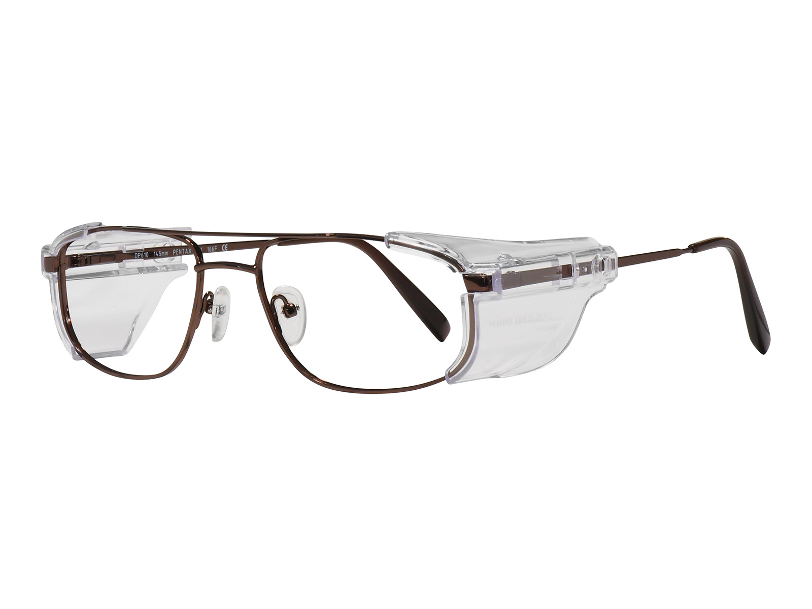 Stainless Steel Prescription Safety Glasses - Brown, Quarter