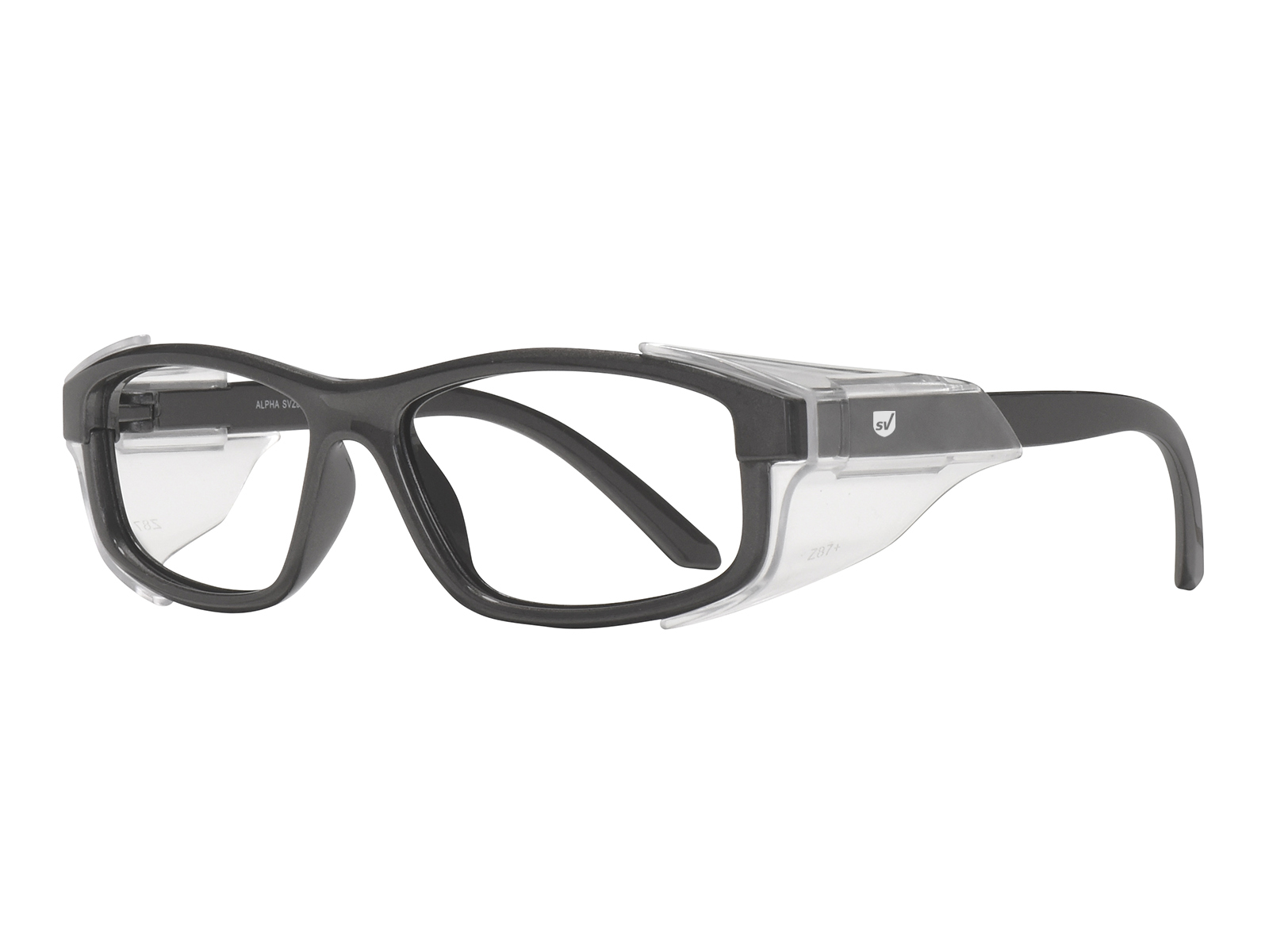 SafeVision Alpha-SV Plastic Prescription Safety Glasses - Gray, Quarter
