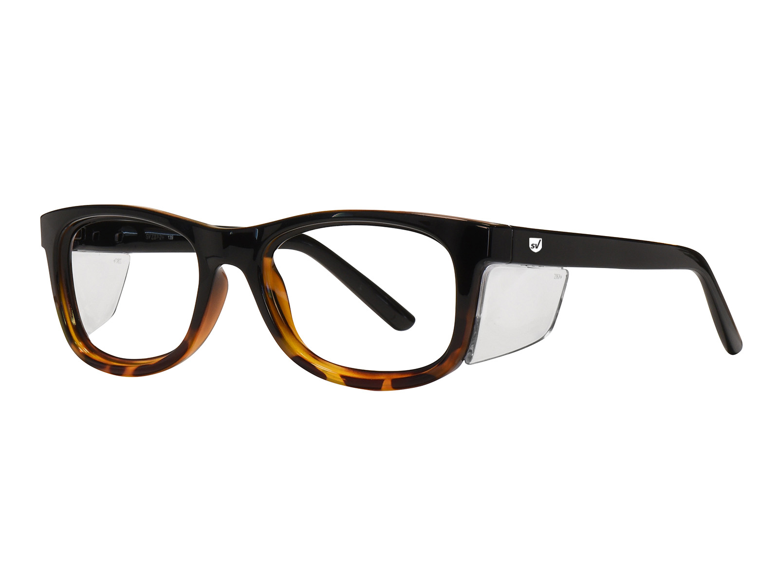 Plastic Prescription Safety Glasses - Tortoise, Black, Quarter