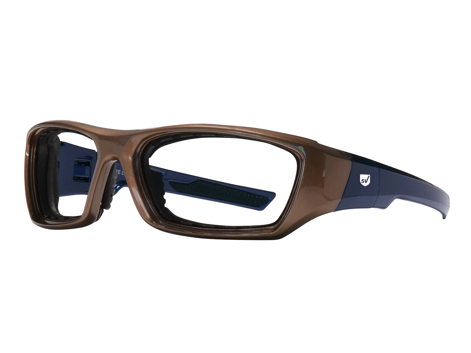 Plastic Prescription Safety Glasses - Brown, Blue, Quarter